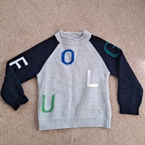 Il Gufo Grey Navy Toddler Boy Roll Neck 100% Wool Logo Alphabet Sweater